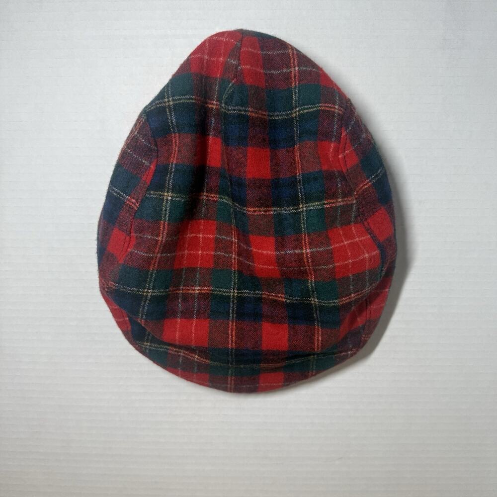 Vintage Pendleton Wool Tartan Plaid Ivy Flat Cap Hat M Made in USA
